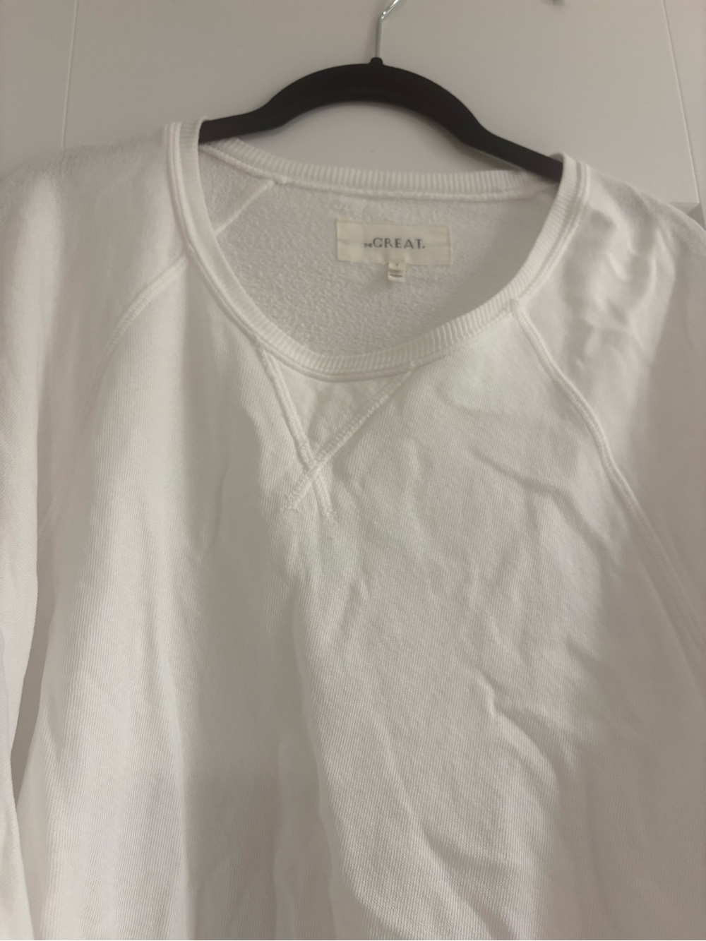 THE GREAT. white lightweight crewneck sweatshirt - Picture 2 of 4